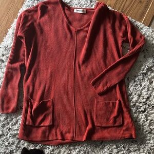Impressions Red Ribbed Crew Neck Sweater